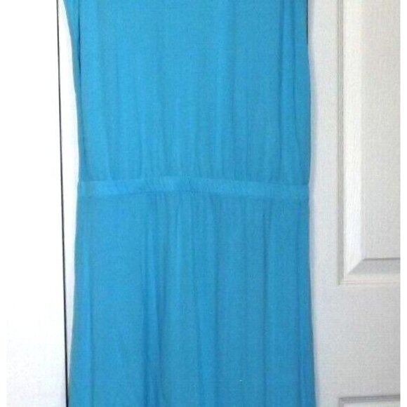 Fresh Produce  L ARIA Aqua Elastic Waist Tank Maxi Dress Asymmetrical Hem New - Picture 4 of 10